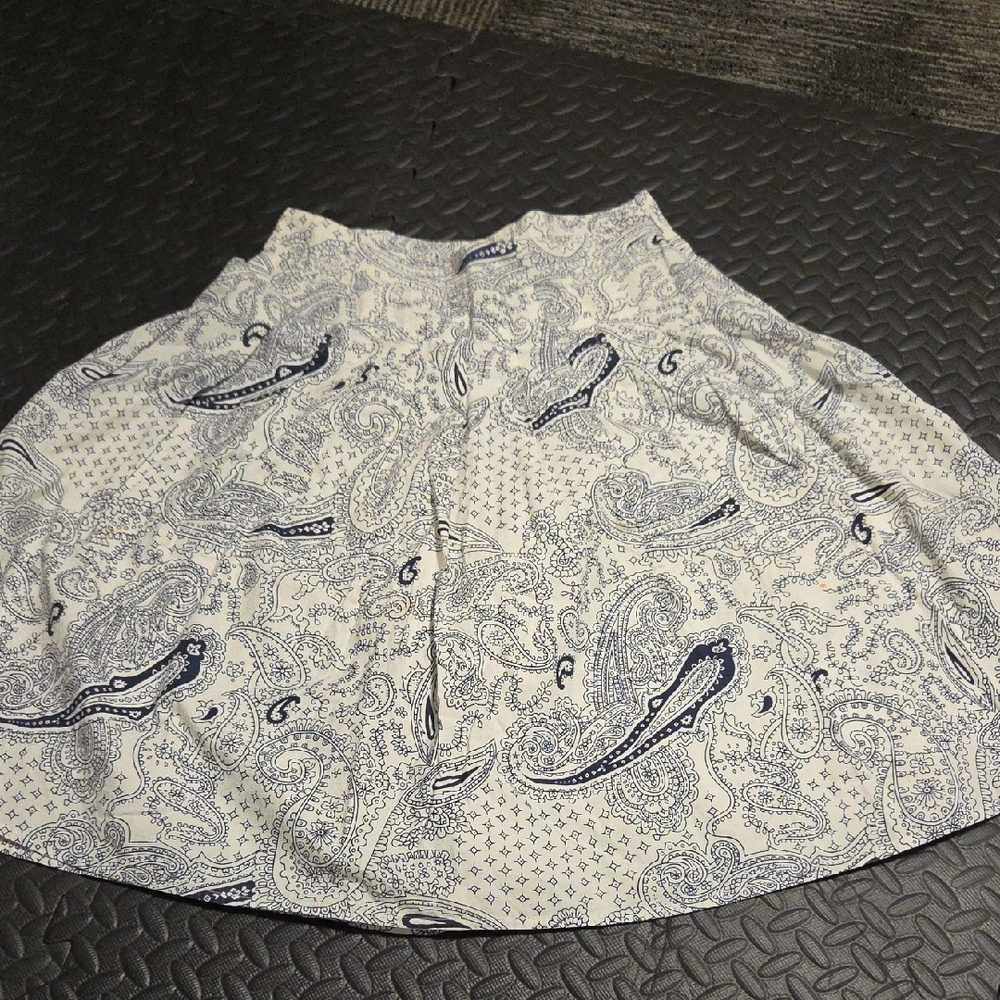 Fresh Black White Paisley A-Line Skirt Knee Length Casual Office Wear